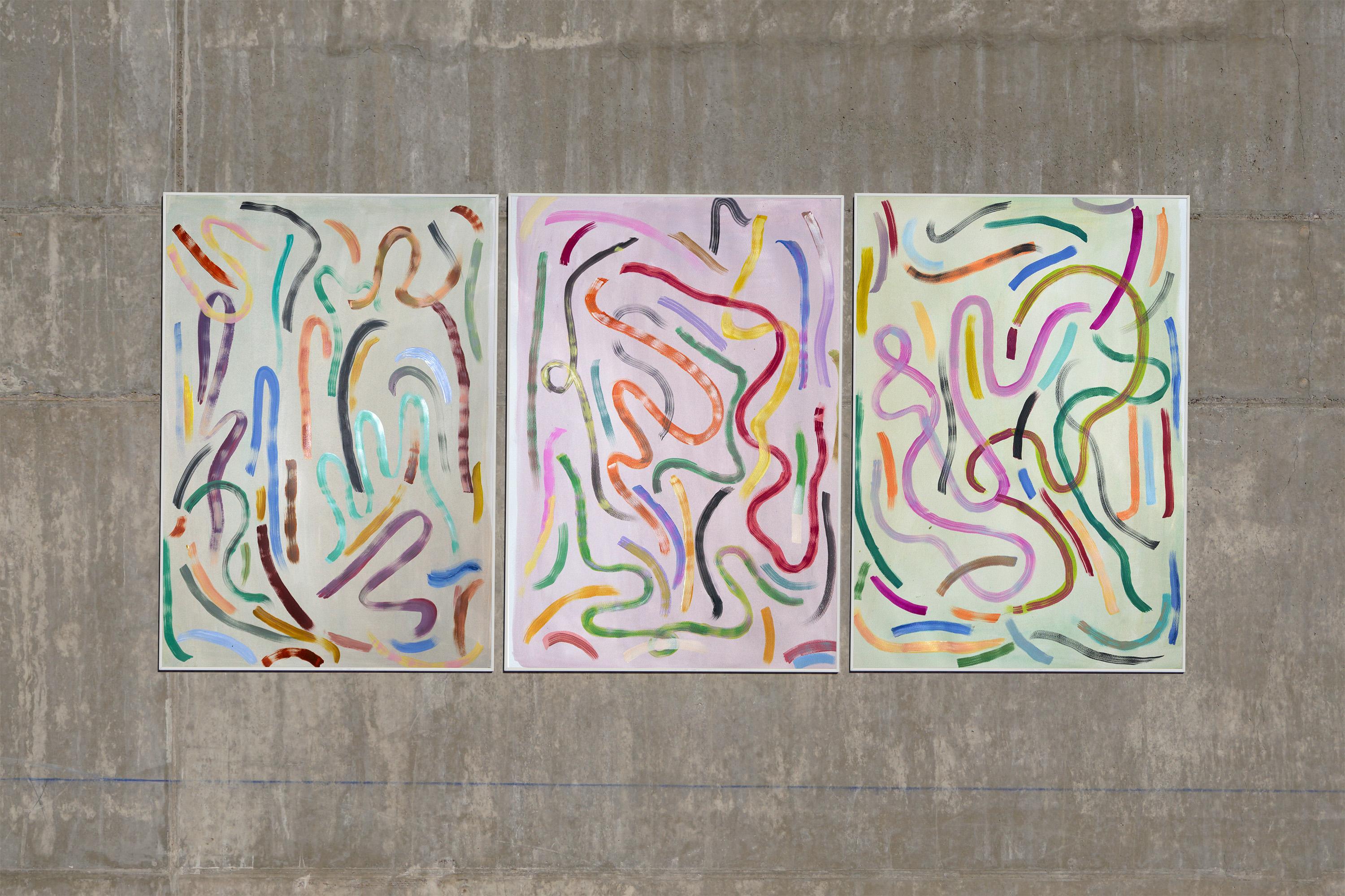 Unknown Pastel Ribbon No 2 Abstract Painting Soft Pink Tones
