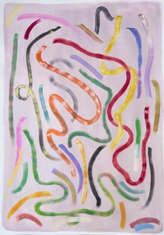 Pastel Ribbon No.2, Abstract Painting, Soft Pink Tones Brushstroke, Moder Decor