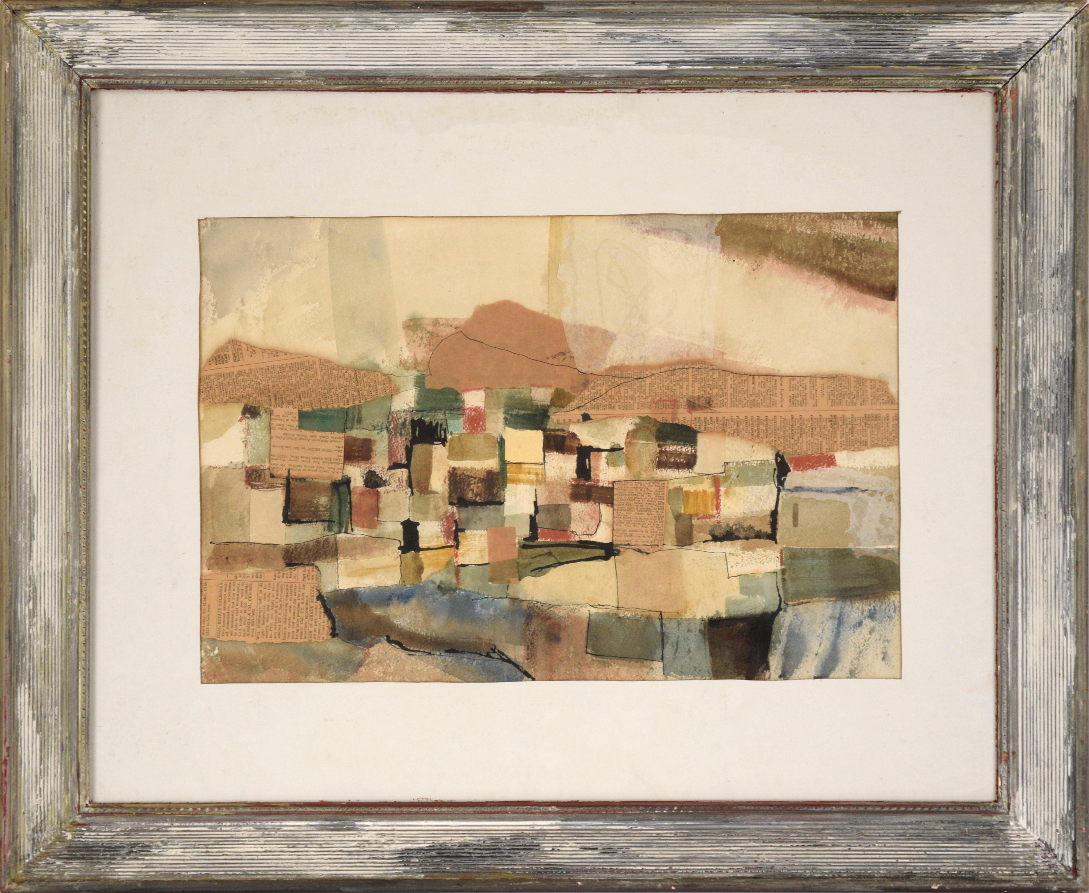 Unknown Landscape Painting - Patchwork Abstracted Landscape