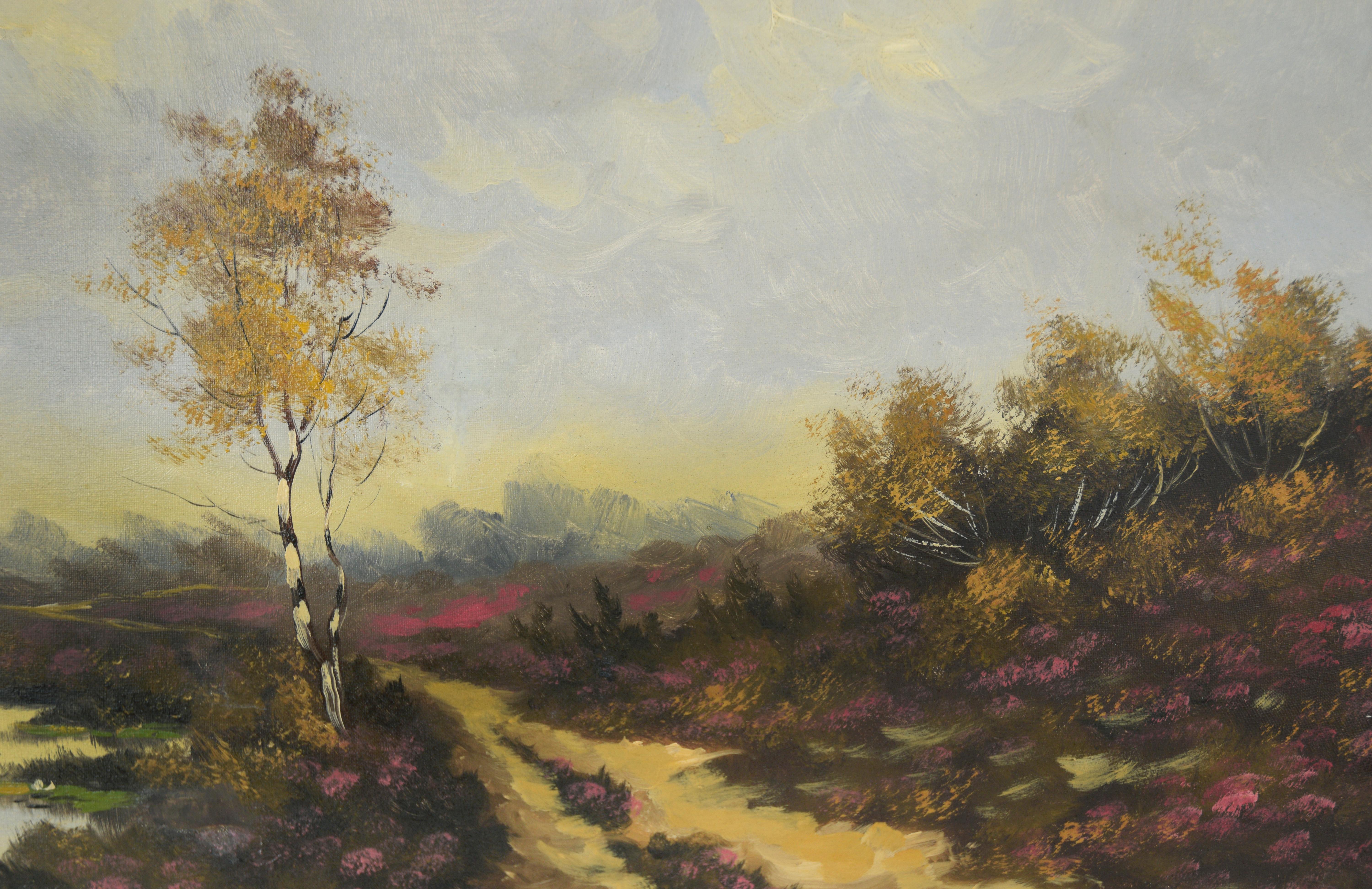 Path Along The River - Öl auf Leinwand – Painting von Unknown