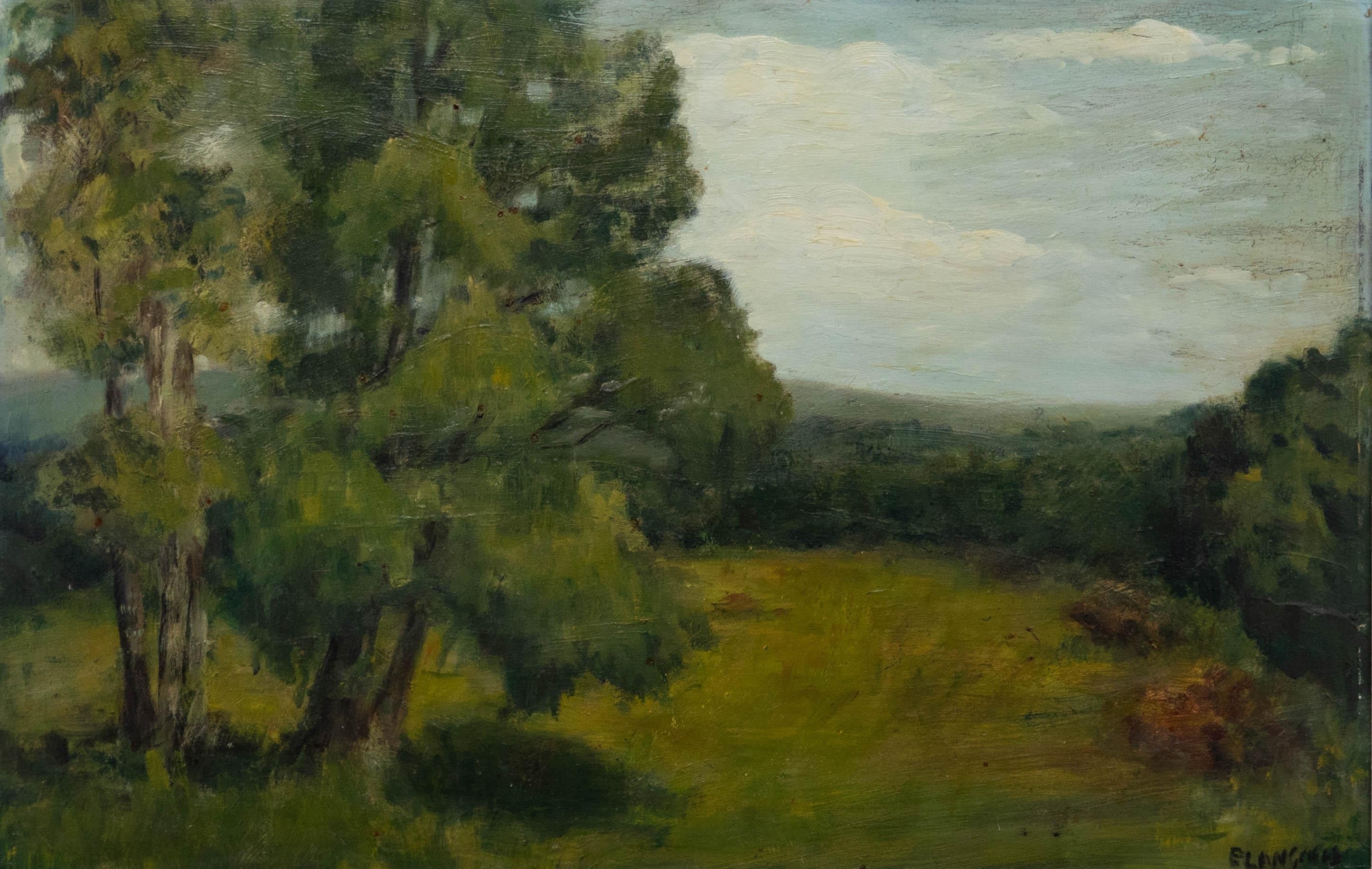 Patricia Langmead  - Olio del XX secolo, Veduta della collina di Rake - Painting di Unknown