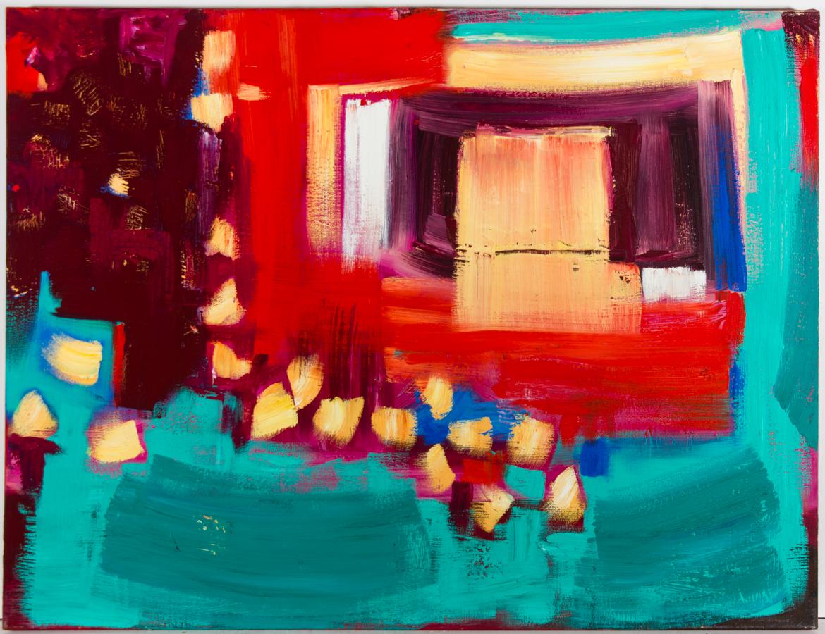 Unknown Abstract Painting - Patricia Lomax (b.1934) - Signed 2002 Oil, Mere Red