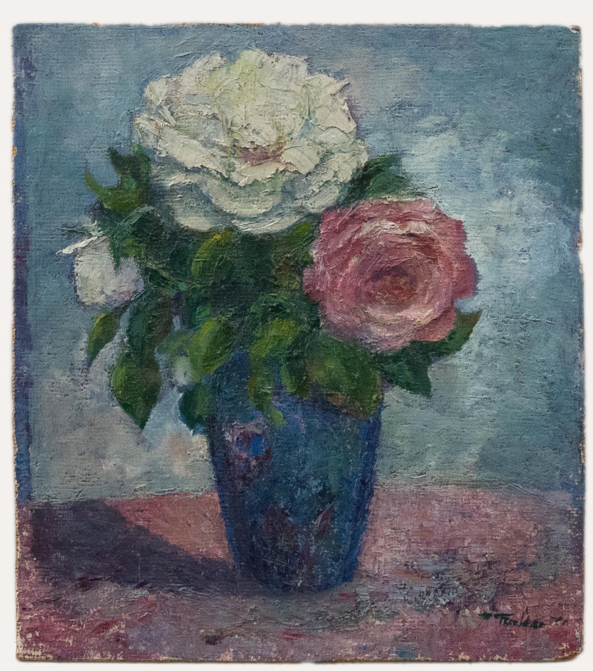 Patricia Tucker - Mid 20th Century Oil, Still Life of Roses - Painting by Unknown
