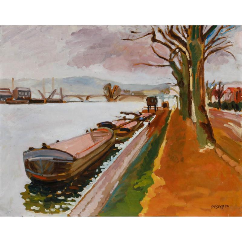 Paul Berger - Olio della metà del XX secolo, Riverside - Painting di Unknown