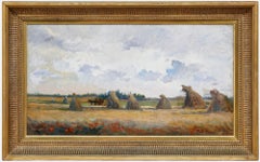 Paul Biernet - Early 20th Century Oil, Haystacks in the Poppy Field