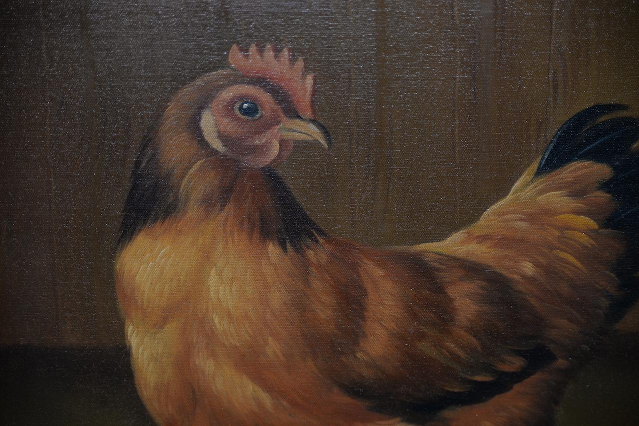 Peinture à l'huile originale de Paul English intitulée « Chicken with Chicks » (Chicken with Chicks) en vente 4