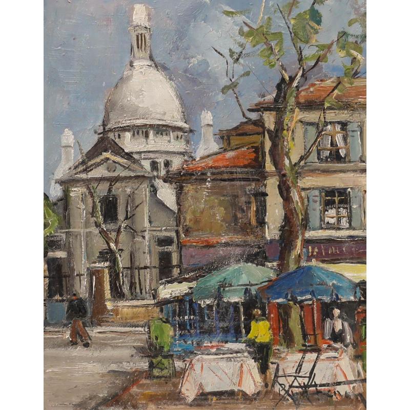 Paul Feron - Gerahmtes Öl aus der Mitte des 20. Jahrhunderts, Une Vue de la Basilique du Sacre-Coeur – Painting von Unknown