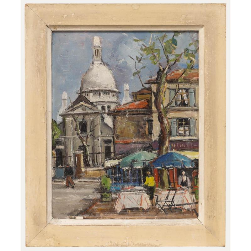 Unknown Landscape Painting – Paul Feron - Gerahmtes Öl aus der Mitte des 20. Jahrhunderts, Une Vue de la Basilique du Sacre-Coeur