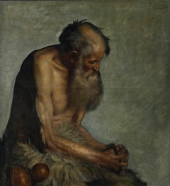 Paul Klapper (1864 -1928) - Framed Oil, Portrait of Saint Jerome