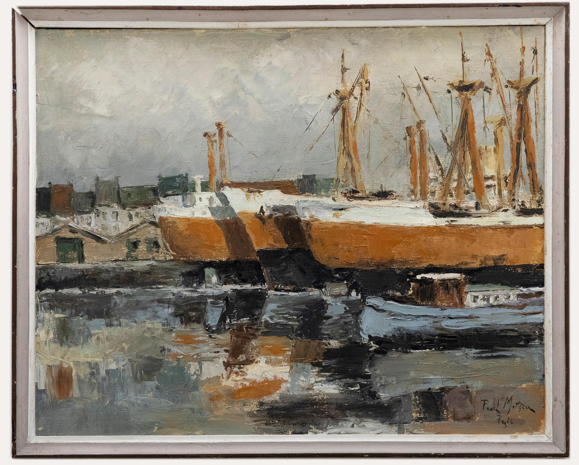 Unknown Figurative Painting - Paul Mattseu  - 20th Century Oil, The Harbour