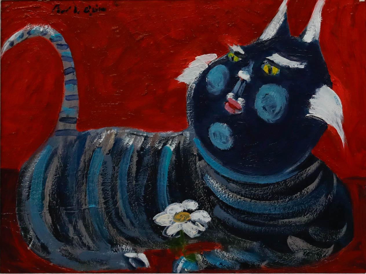 Paul W. Ozere - Zeitgenössisches Öl, Cheshire Cat – Painting von Unknown