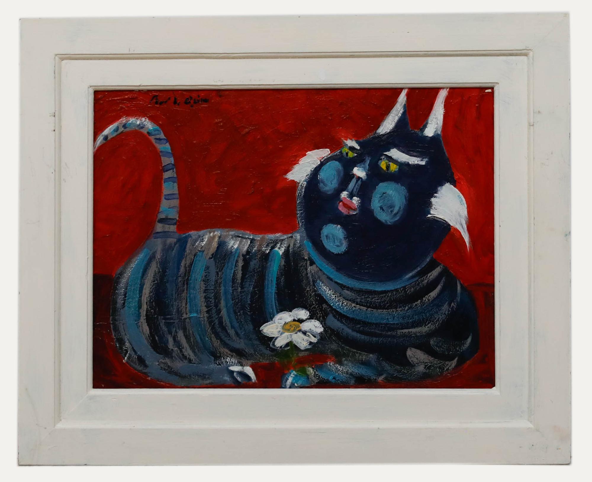 Unknown Animal Painting – Paul W. Ozere - Zeitgenössisches Öl, Cheshire Cat