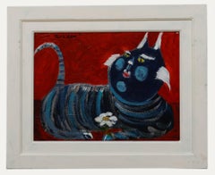 Paul W. Ozere - Olio contemporaneo, Gatto del Cheshire