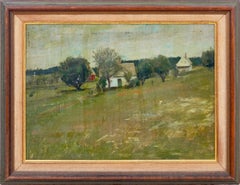 Paul Wescott Attributed, Fishermen's Houses, Maine, Oil on Panel