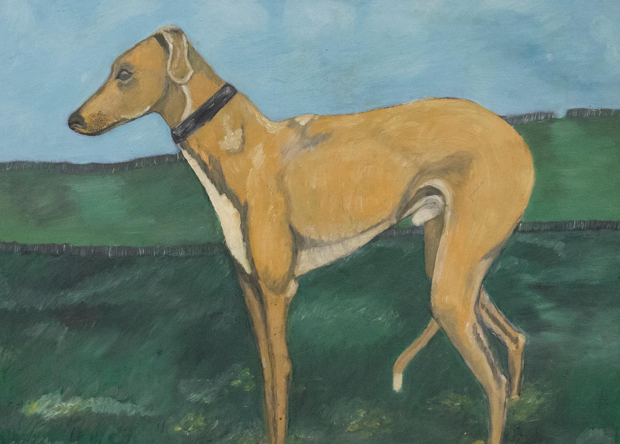 Pauline Ellis  - 1970 Oil, Study of a Greyhound - Painting by Unknown