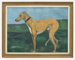 Retro Pauline Ellis  - 1970 Oil, Study of a Greyhound