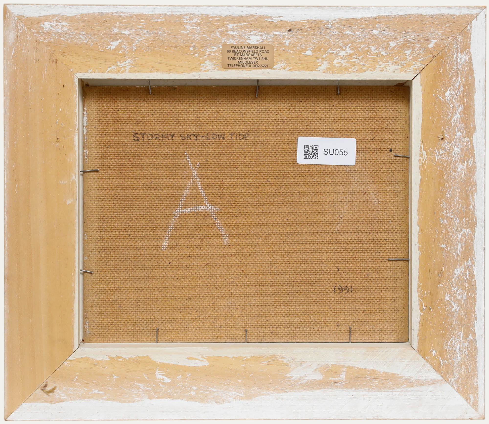 Pauline Marshall - British School 1991 Öl, Stürmischer Himmel bei Ebbe (Braun), Landscape Painting, von Unknown