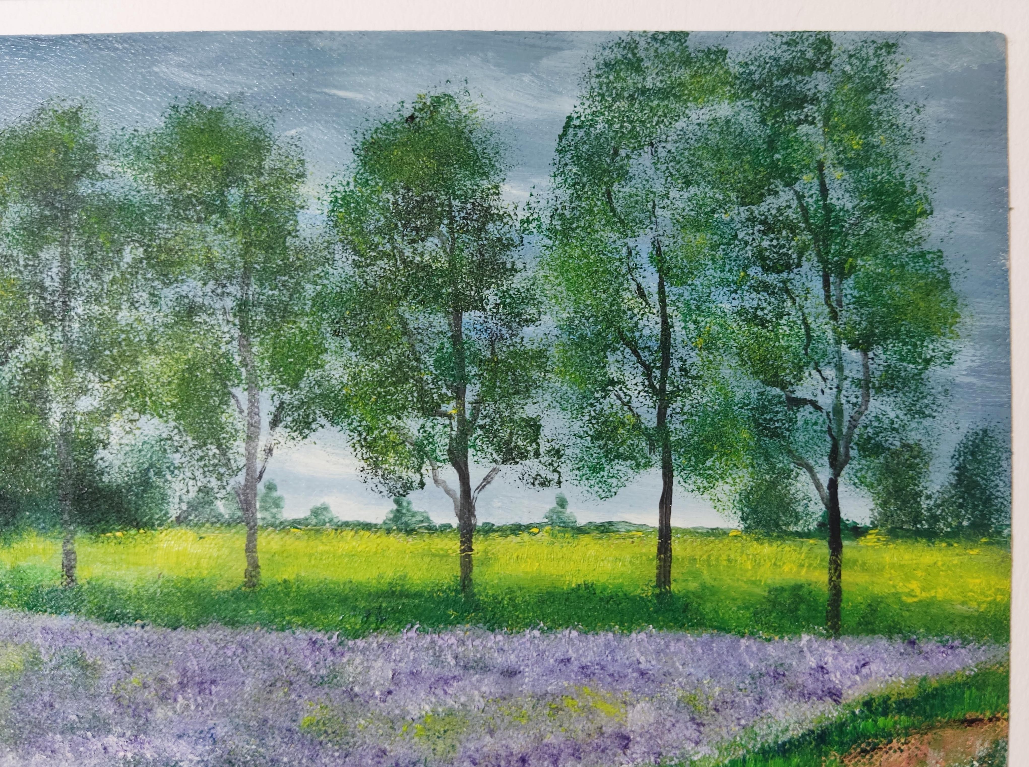 Französischer Impressionist, Original signierte Öllandschaft, Wildblumen, Pathway, Pathway (Zeitgenössisch), Painting, von Unknown