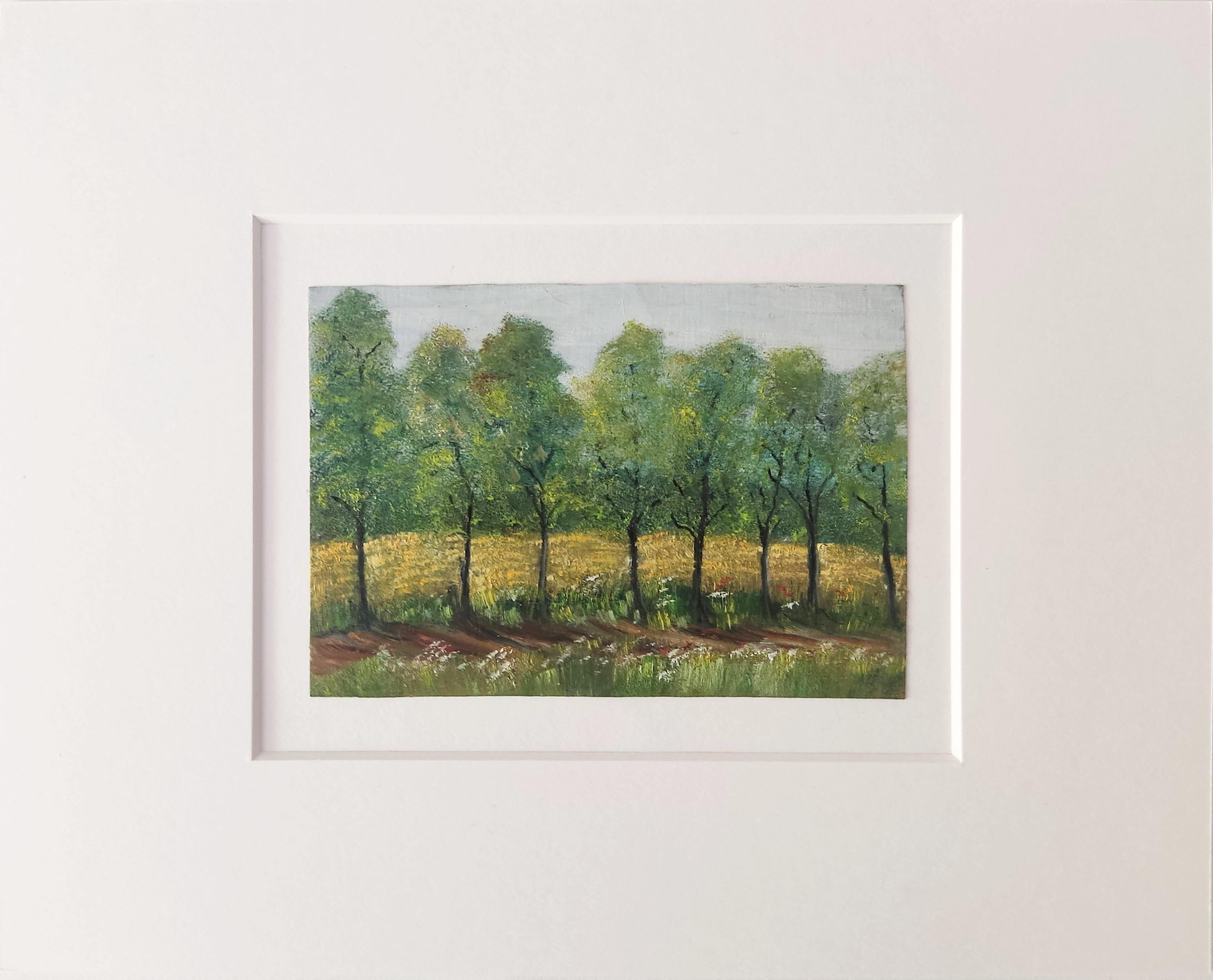 Paysage Français. Pittura a olio originale, Paesaggio, Campagna francese - Painting di Unknown