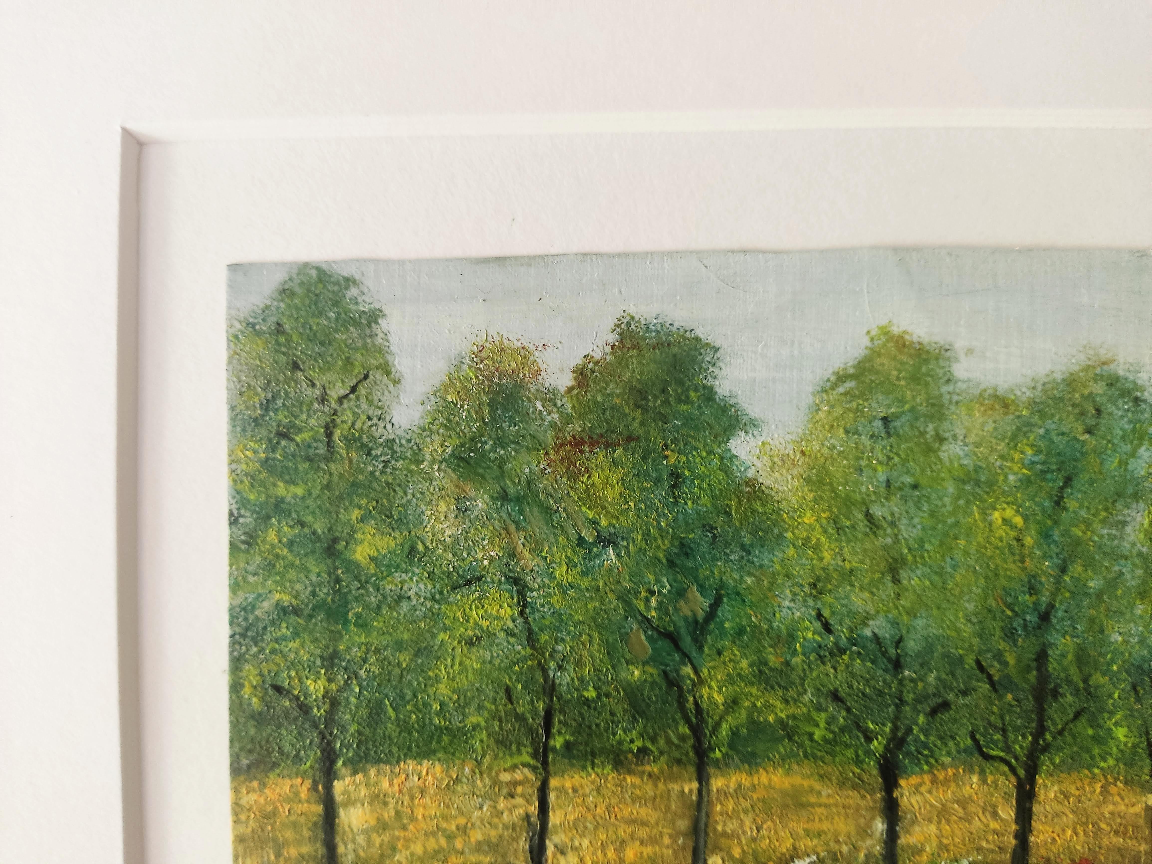 Paysage Français. Pittura a olio originale, Paesaggio, Campagna francese - Painting Contemporaneo di Unknown