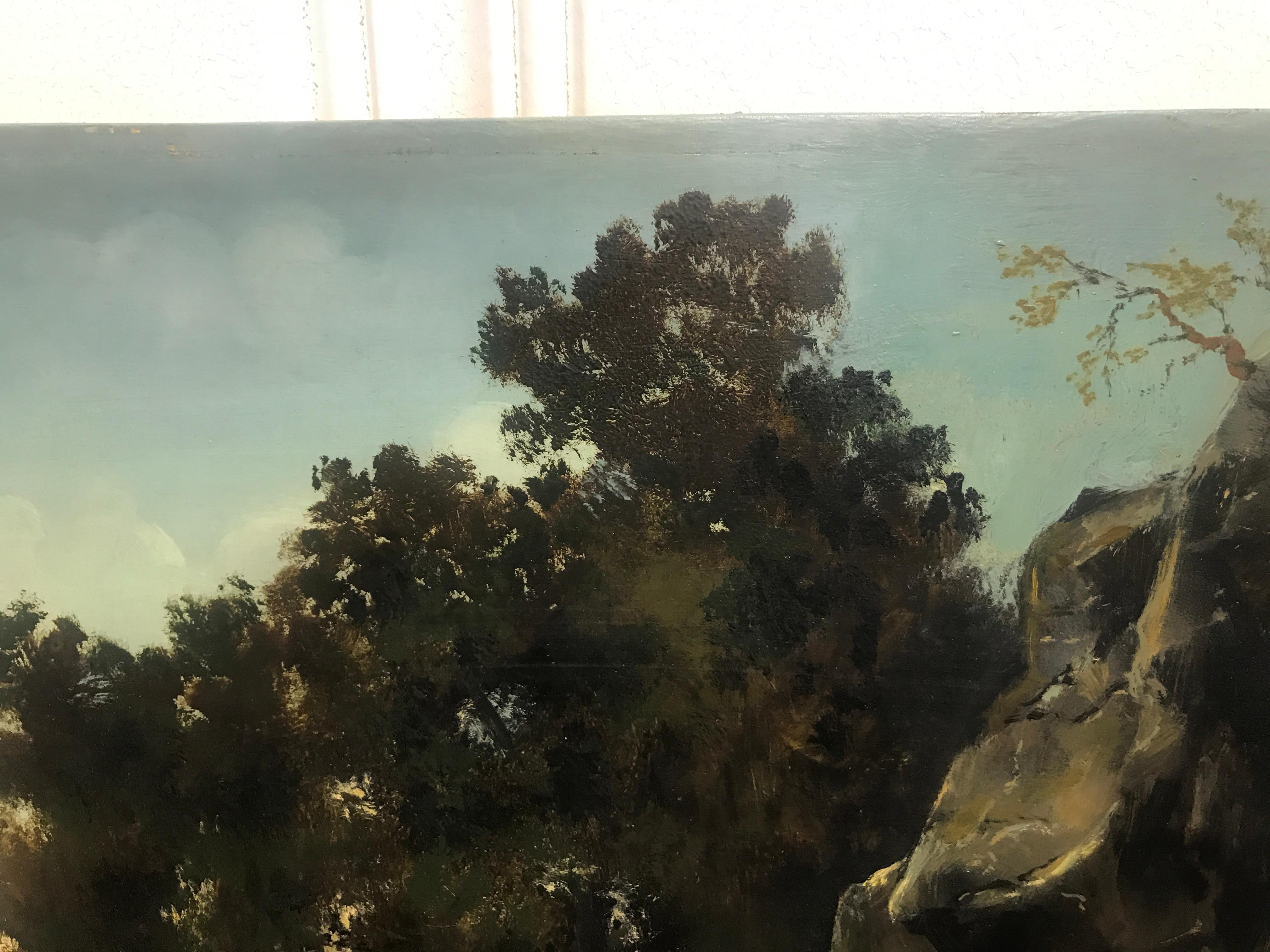 Paysage Par un Ami de Courbet:: Öl auf Karton:: Landschaftsgemälde des 19. Jahrhunderts 3