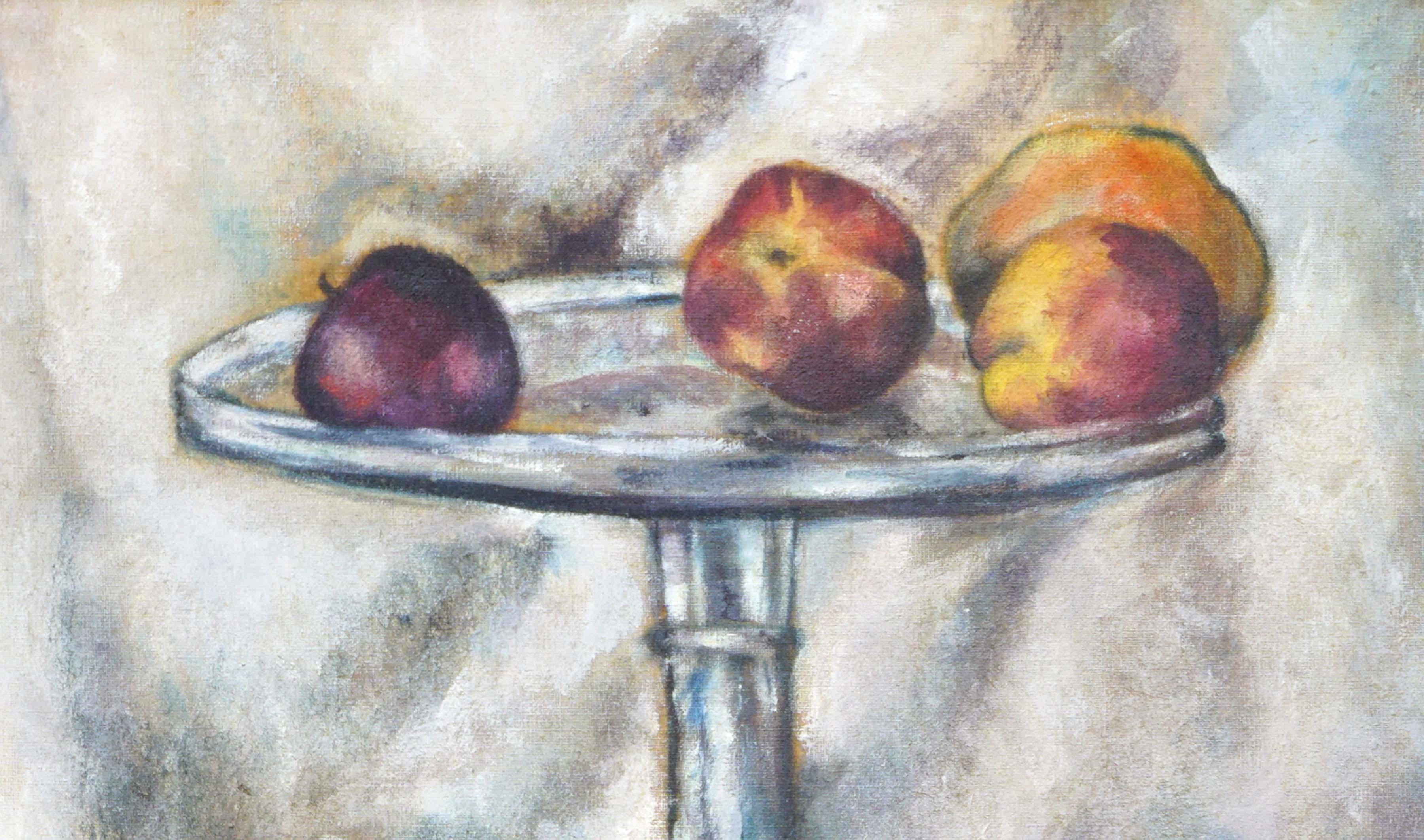 Pfirsich- und Pflaumen-Stillleben im Stil von Paul Cezanne (Abstrakter Impressionismus), Painting, von Unknown