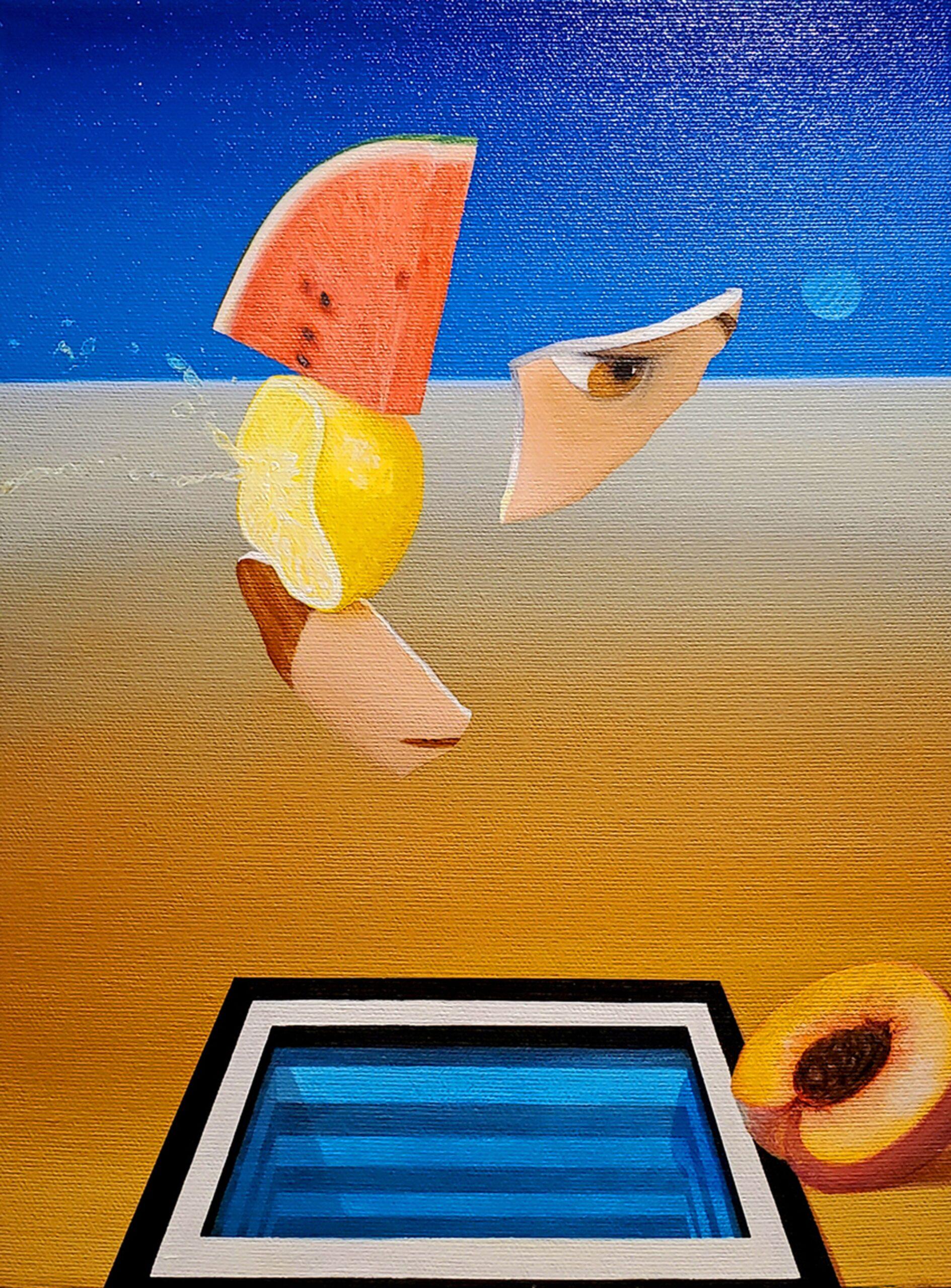 Peaches and Pools and Watermelon Fools - Painting by Unknown