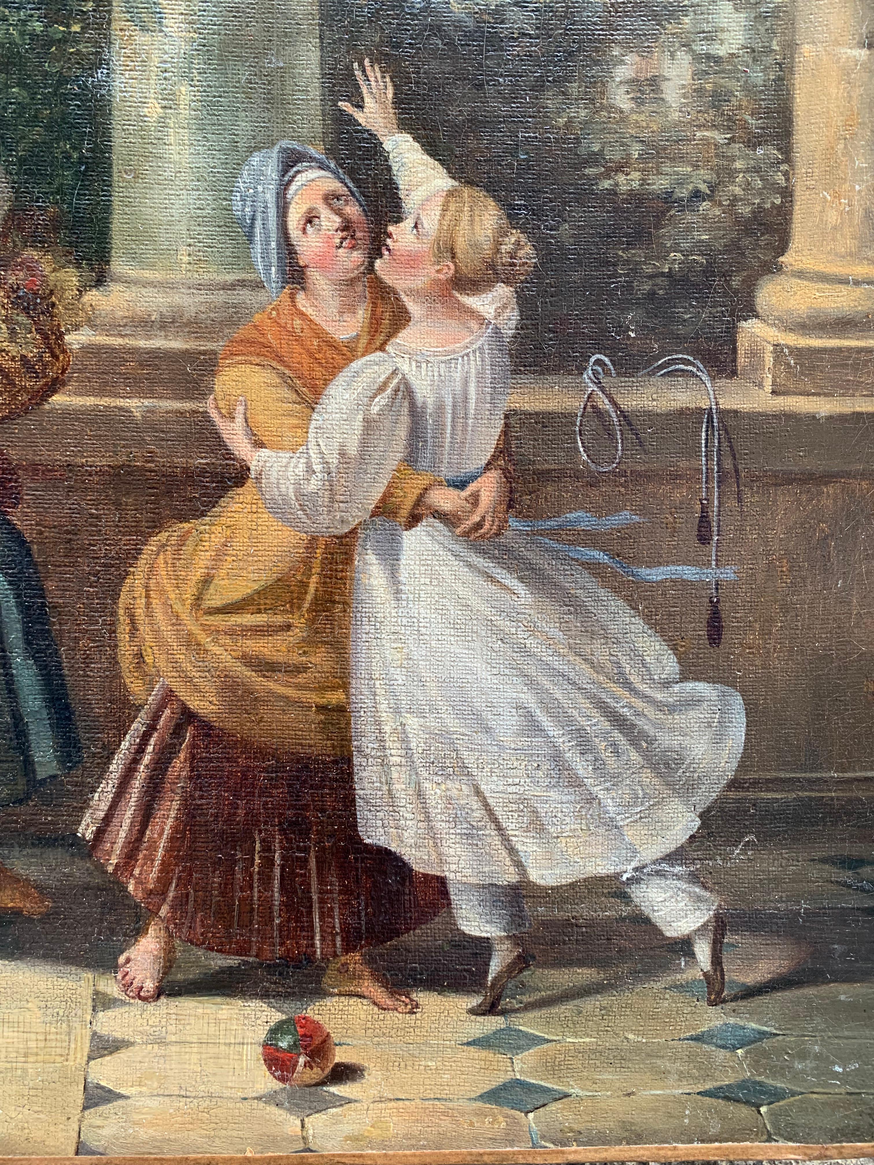 Peasant Girl And Little Lady With Toys. Europe, Romantic Era, Mid-19th Century in vendita 3
