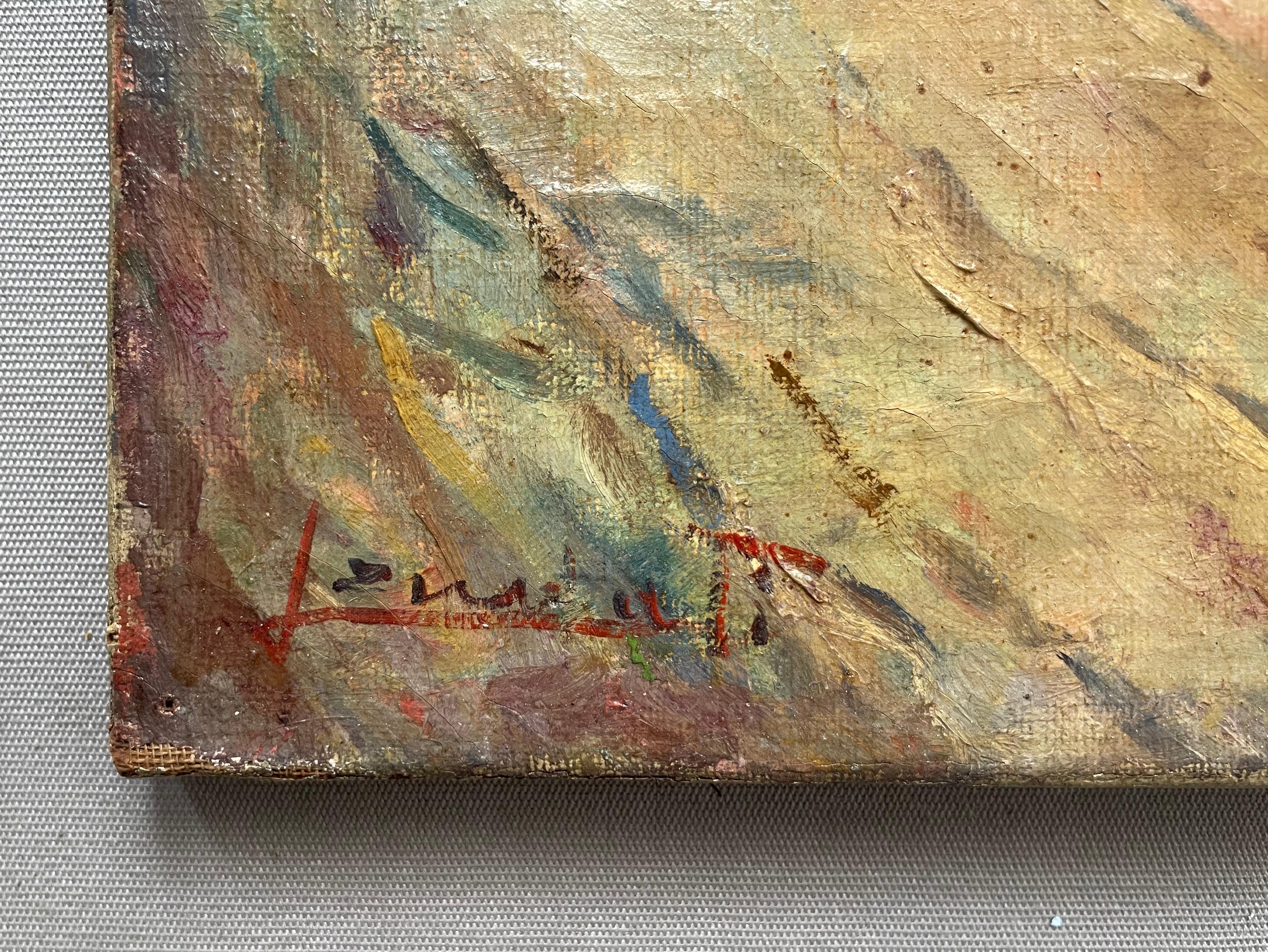 Contadina con brocca, scuola orientale? Firma per l'identificazione - Figurative Painting Marrone di Unknown