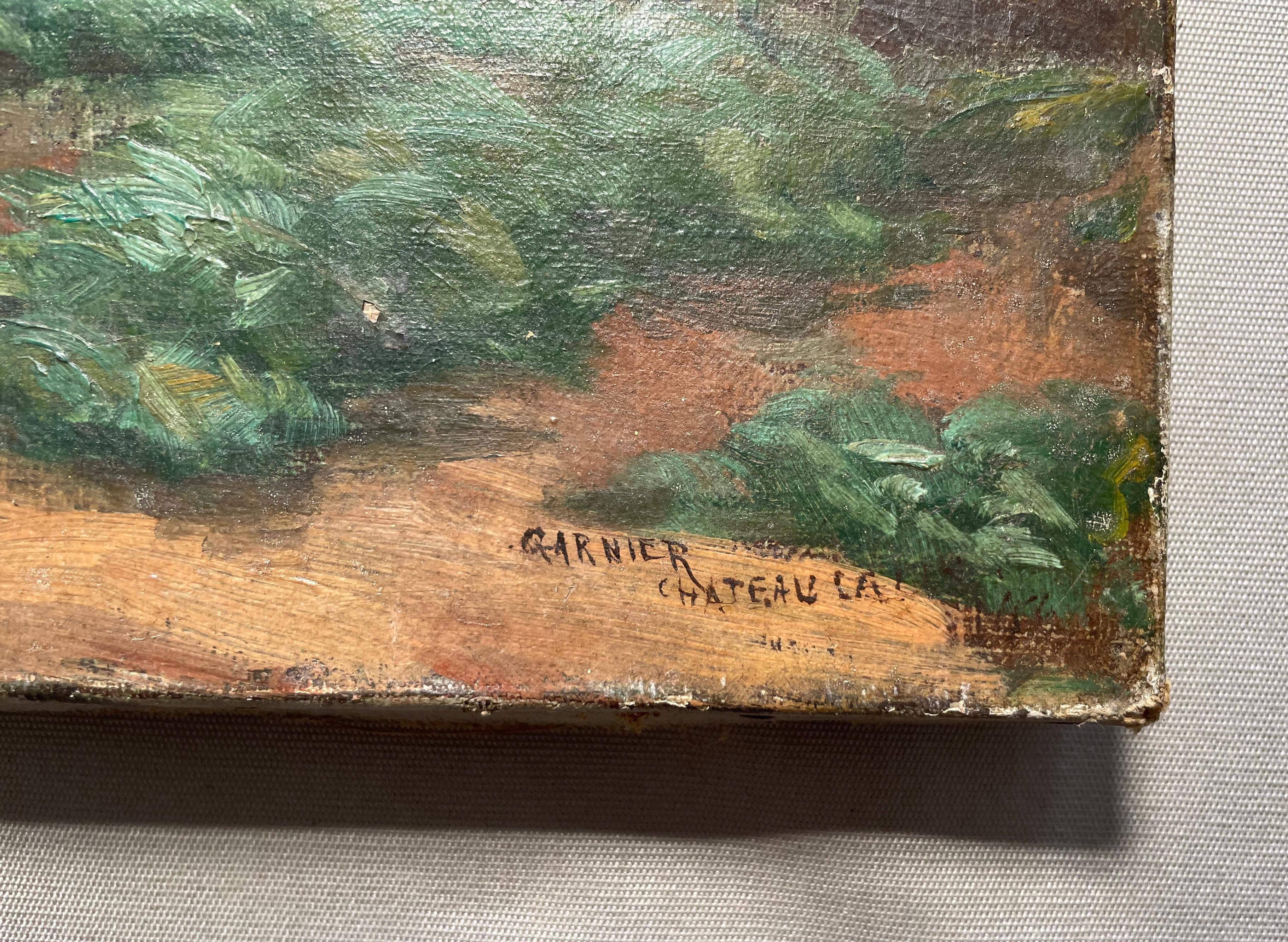 Peasants, Oil On Canvas Signed Garnier - Brown Figurative Painting by Unknown