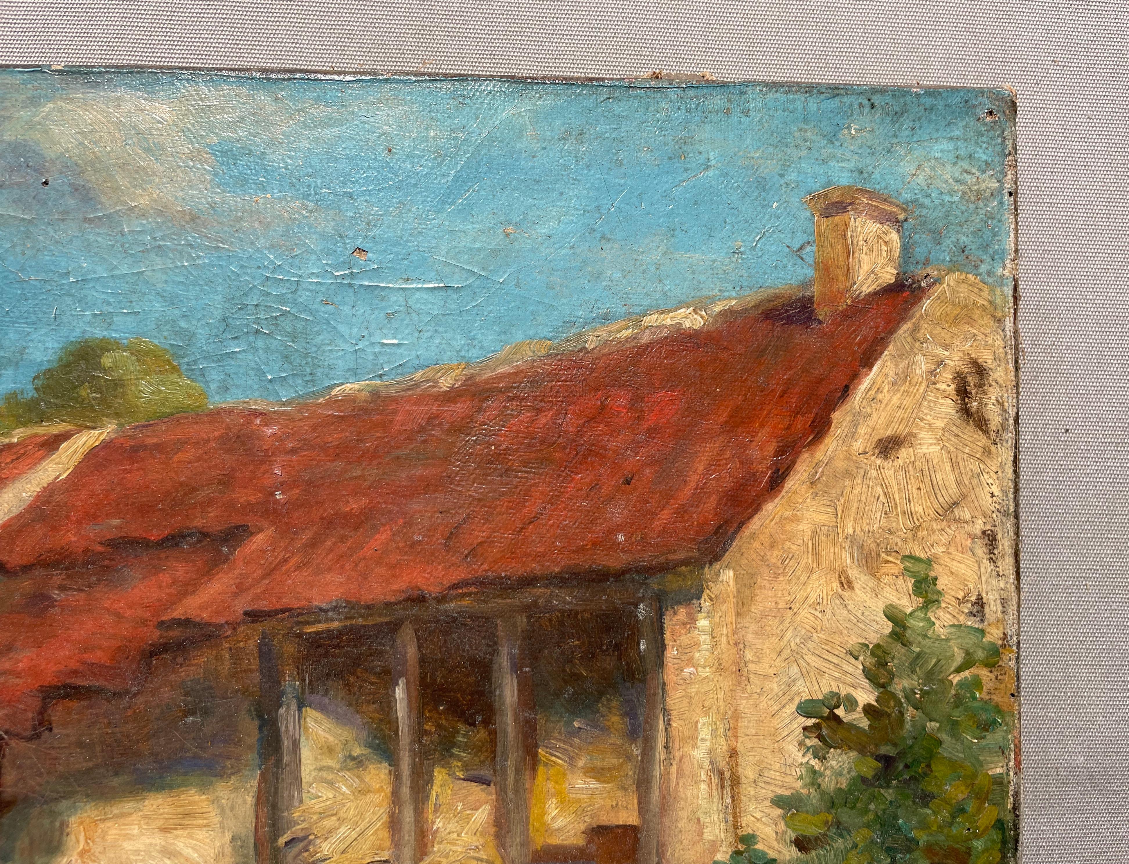 Peasants, Oil On Canvas Signed Garnier For Sale 1
