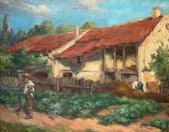 Antique Peasants, Oil On Canvas Signed Garnier