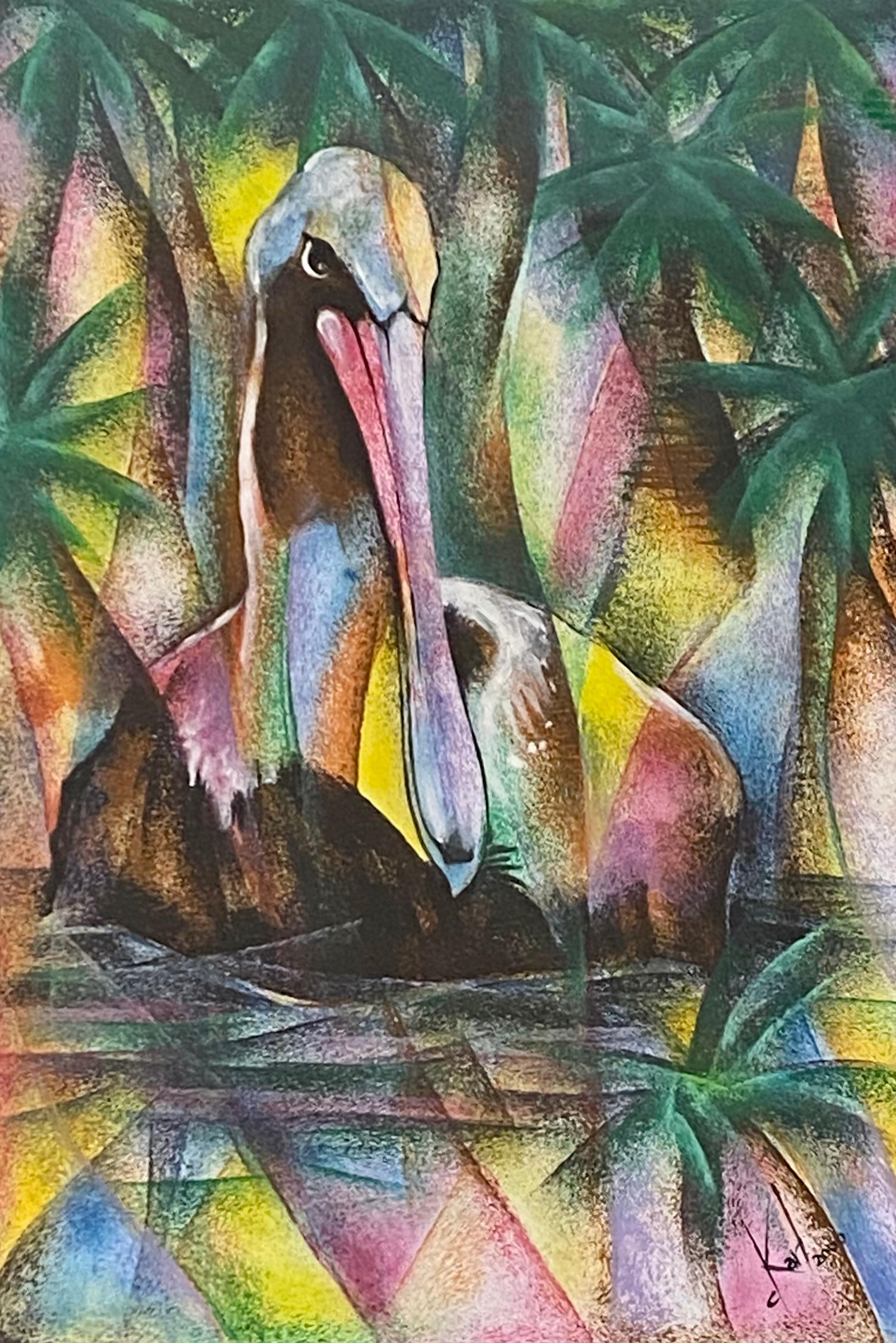 Pelican - Original-Aquarellgemälde von Karl C.2000 – Painting von Unknown