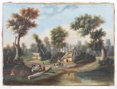 Pellitien - Continental School 1872 Oil, Gathering Timber