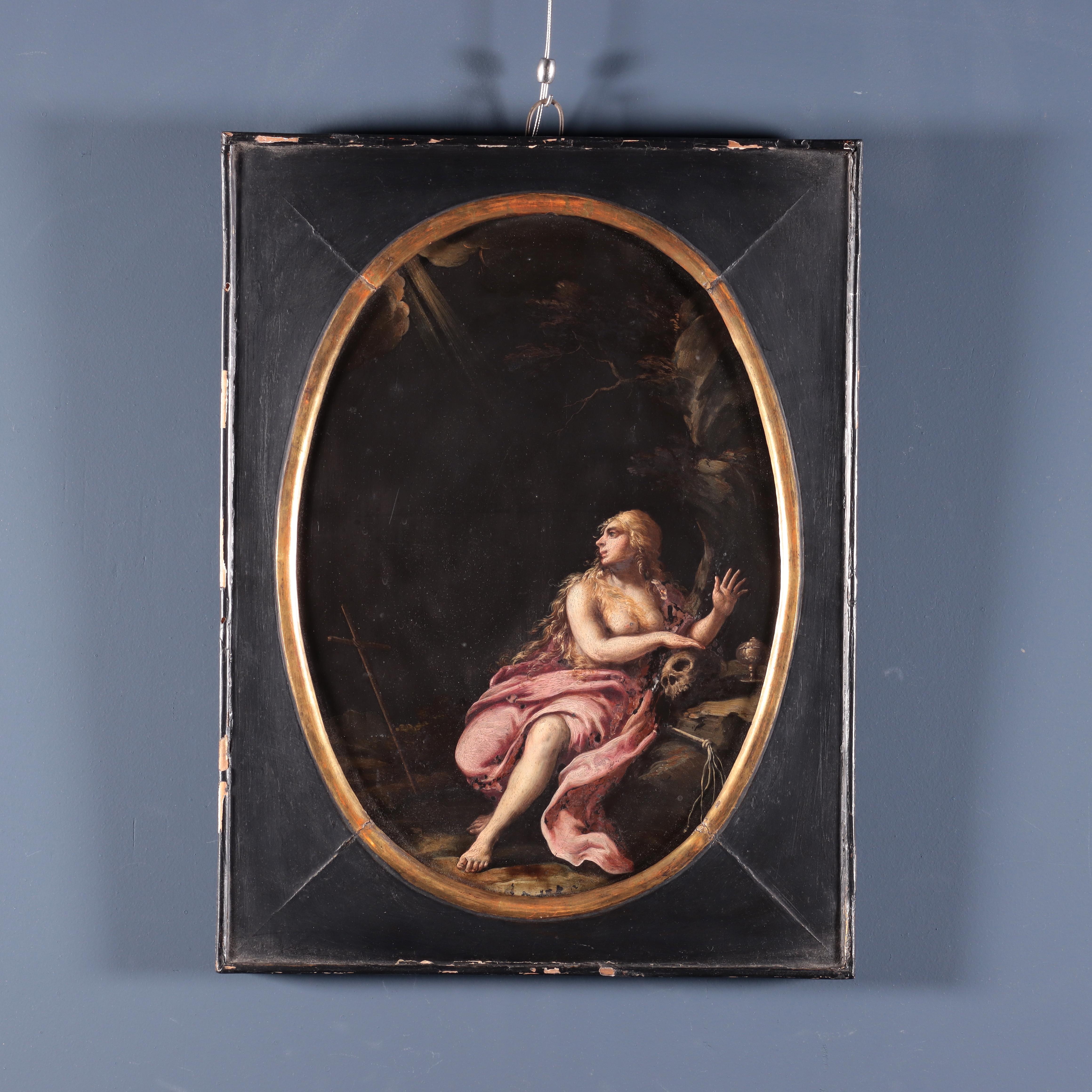 Madeleine pénitente et St. Johns, huile sur ardoise, début du 17e siècle  - Autres styles artistiques Painting par Unknown