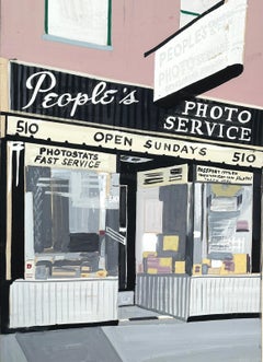 Pintura ilustrativa del escaparate de People's Photo Service