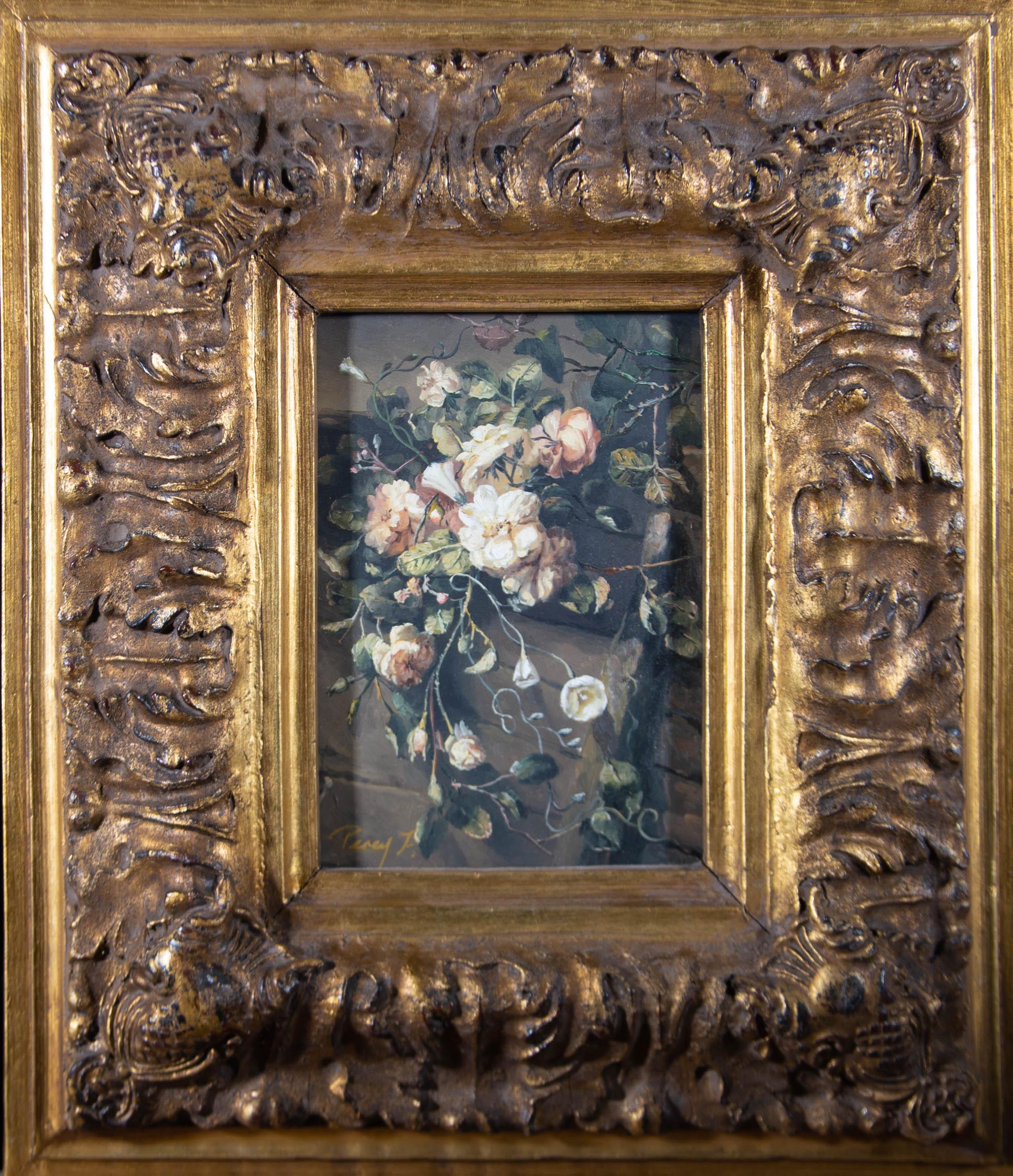 Unknown Still-Life Painting - Perez - Ornately Framed 20th Century Oil, Spring Blooms
