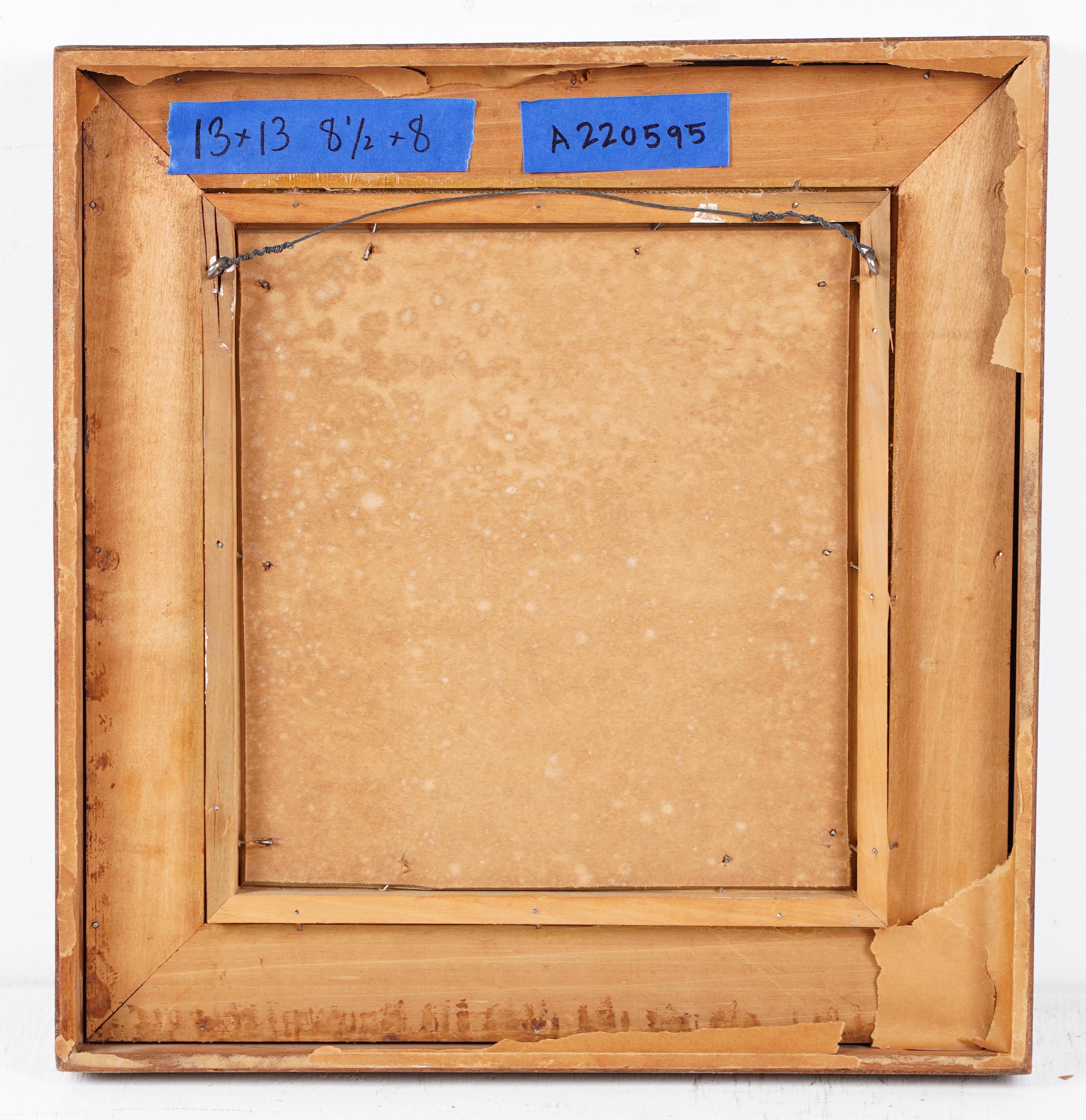 Un dipinto astratto di qualità.  Olio su carta.  Firmato.  Incorniciato.  Dimensioni dell'immagine, 8,5 x 8.