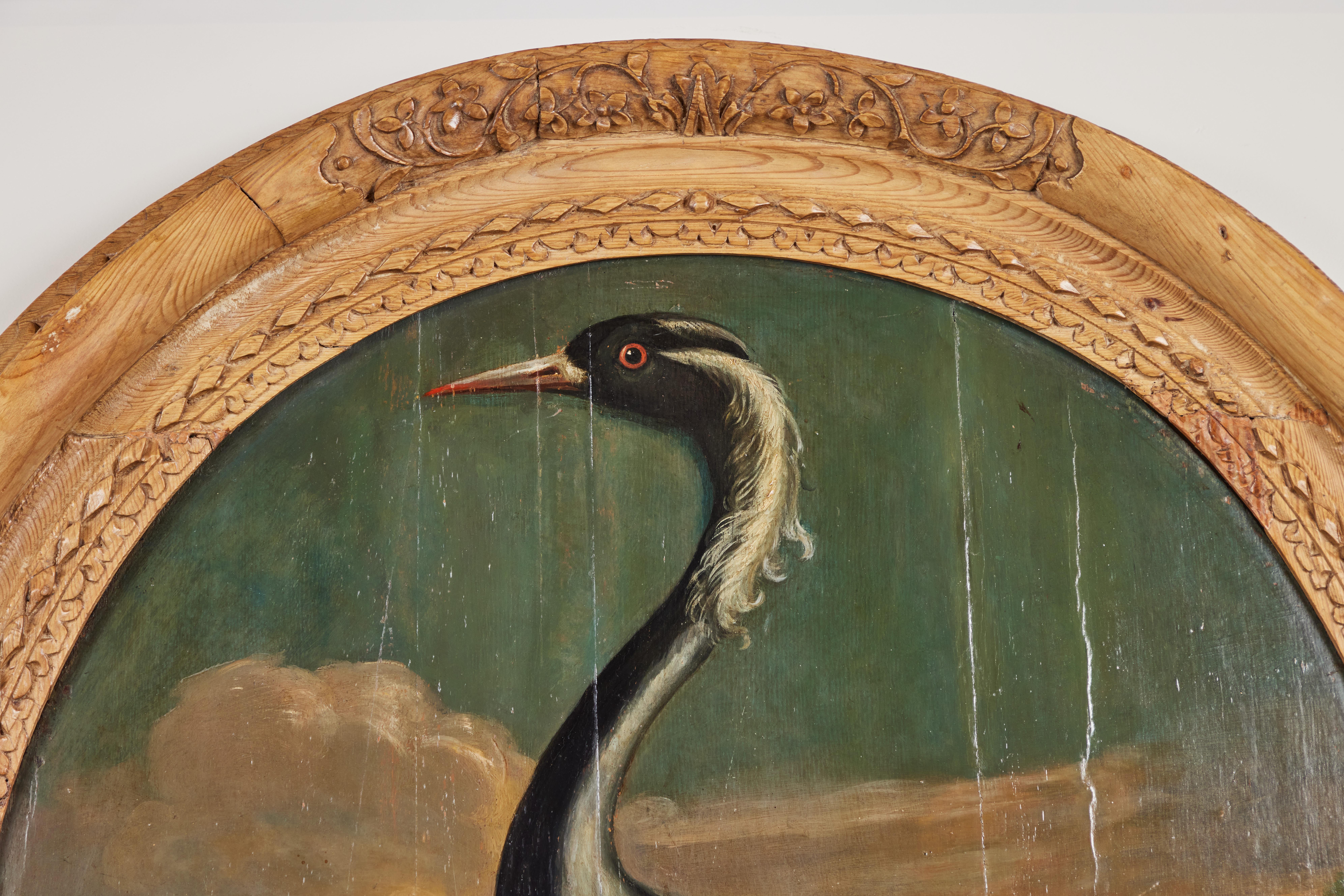 Period Oil Painting of a Crane For Sale 1
