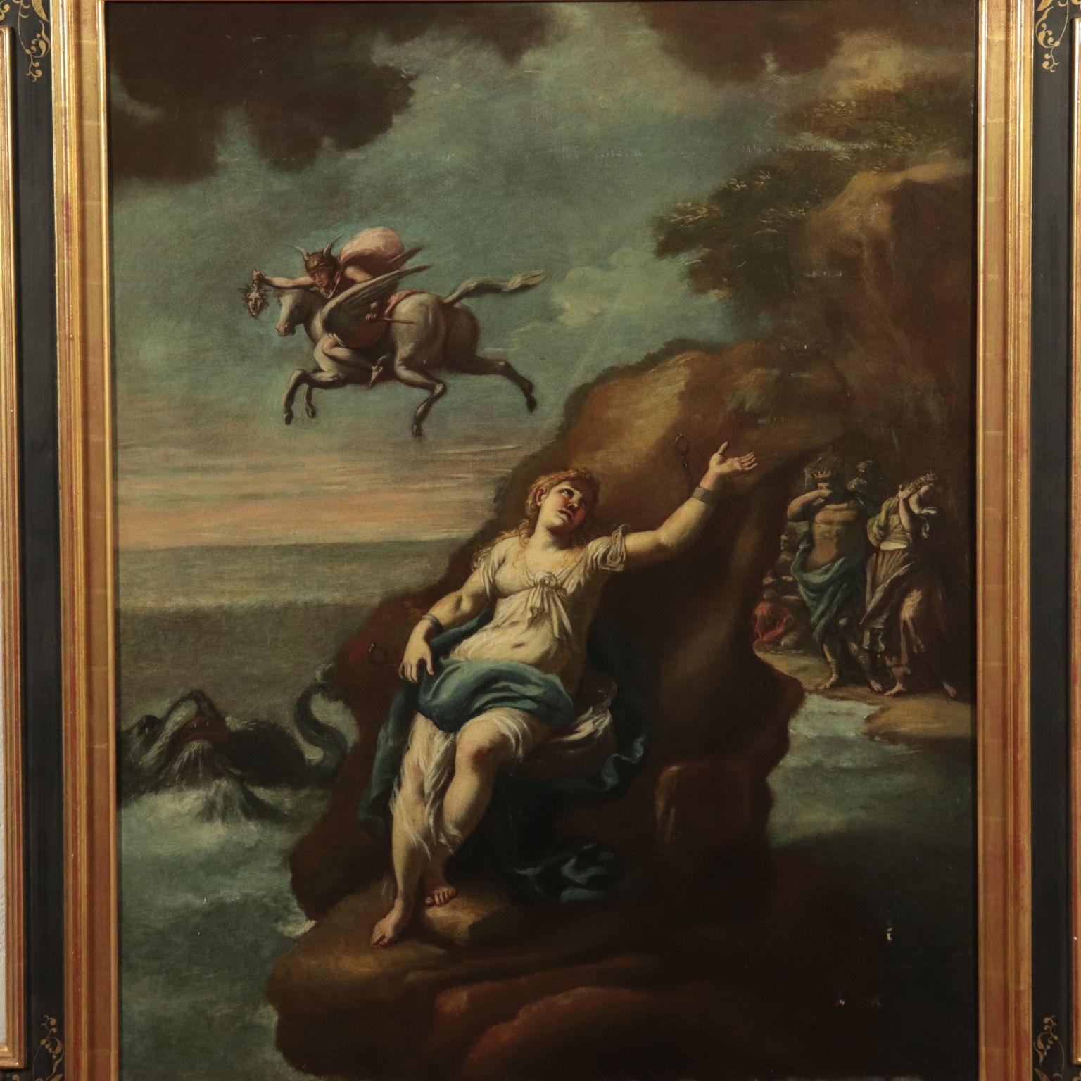 Perseus and Andromeda, Oil on Canvas, Italian School 17th Century - Other Art Style Painting by Unknown