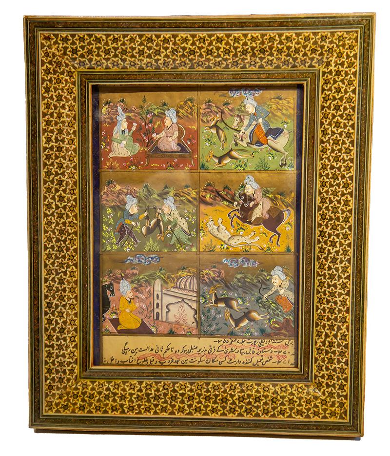 Manoscritto persiano di caccia, dipinto a mano, miniatura d'arte - Painting di Unknown