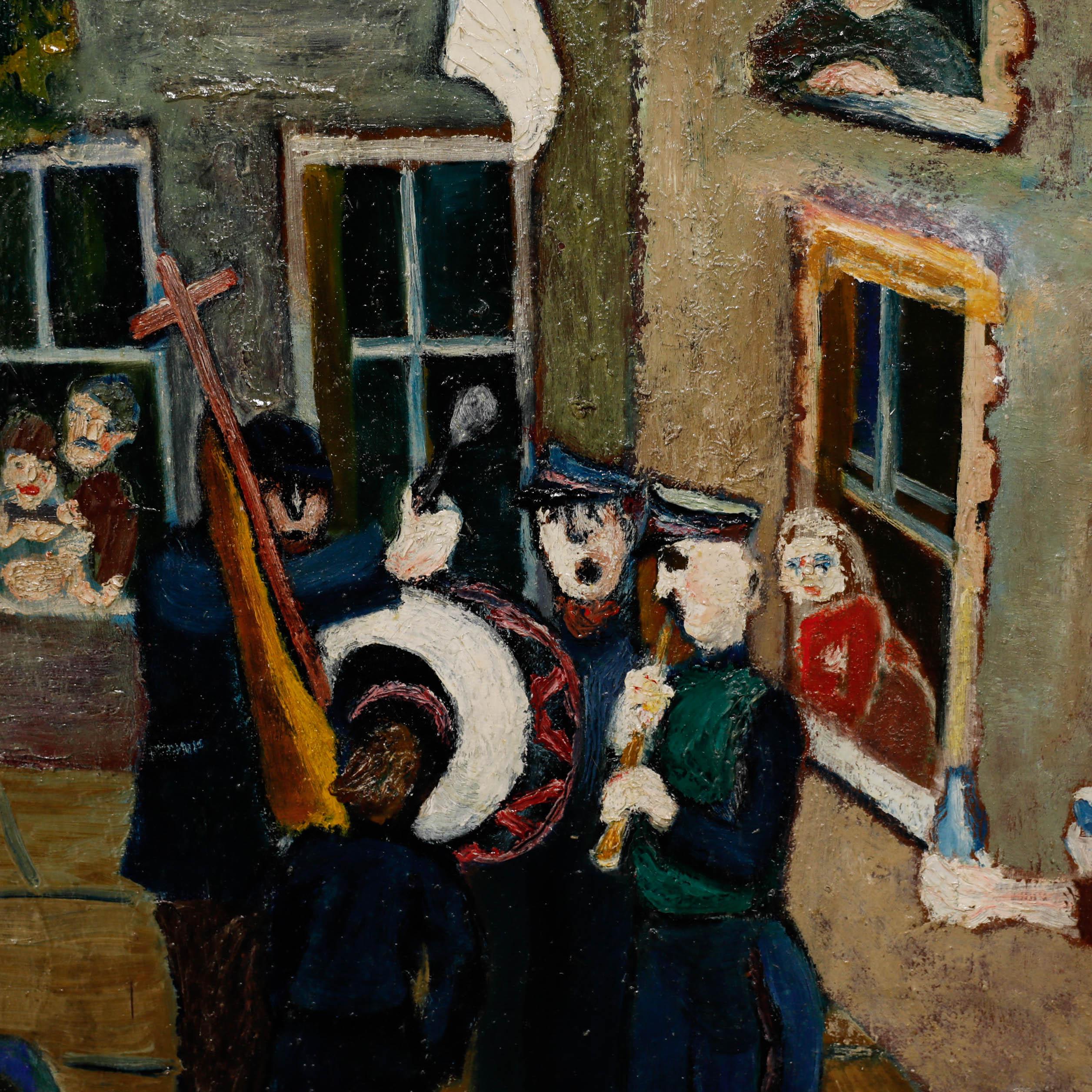 Peter Arnold (1922-2009) - Ölgemälde, Das Kirchenband aus dem 20. Jahrhundert im Angebot 1