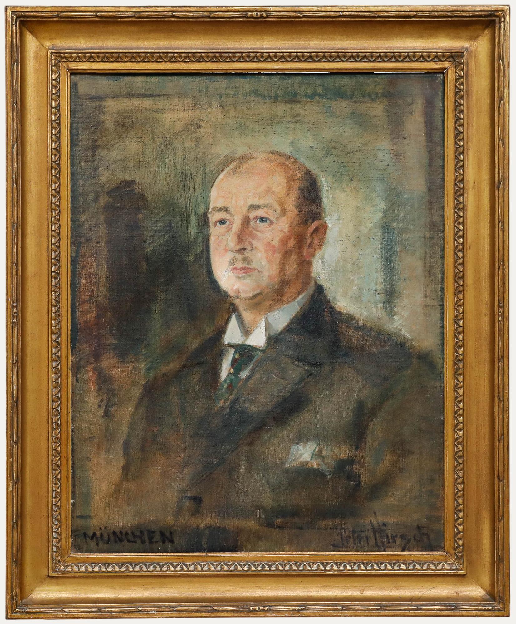 Unknown Portrait Painting - Peter Hirsch (1889-1978) - 1927 Oil, Portrait of Mr Otto Brandt