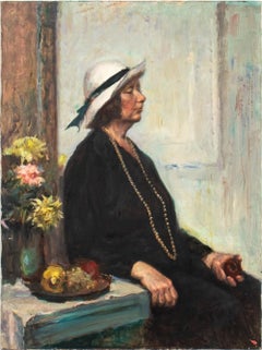 Peter Ho Woman in White Hat Oil on Canvas
