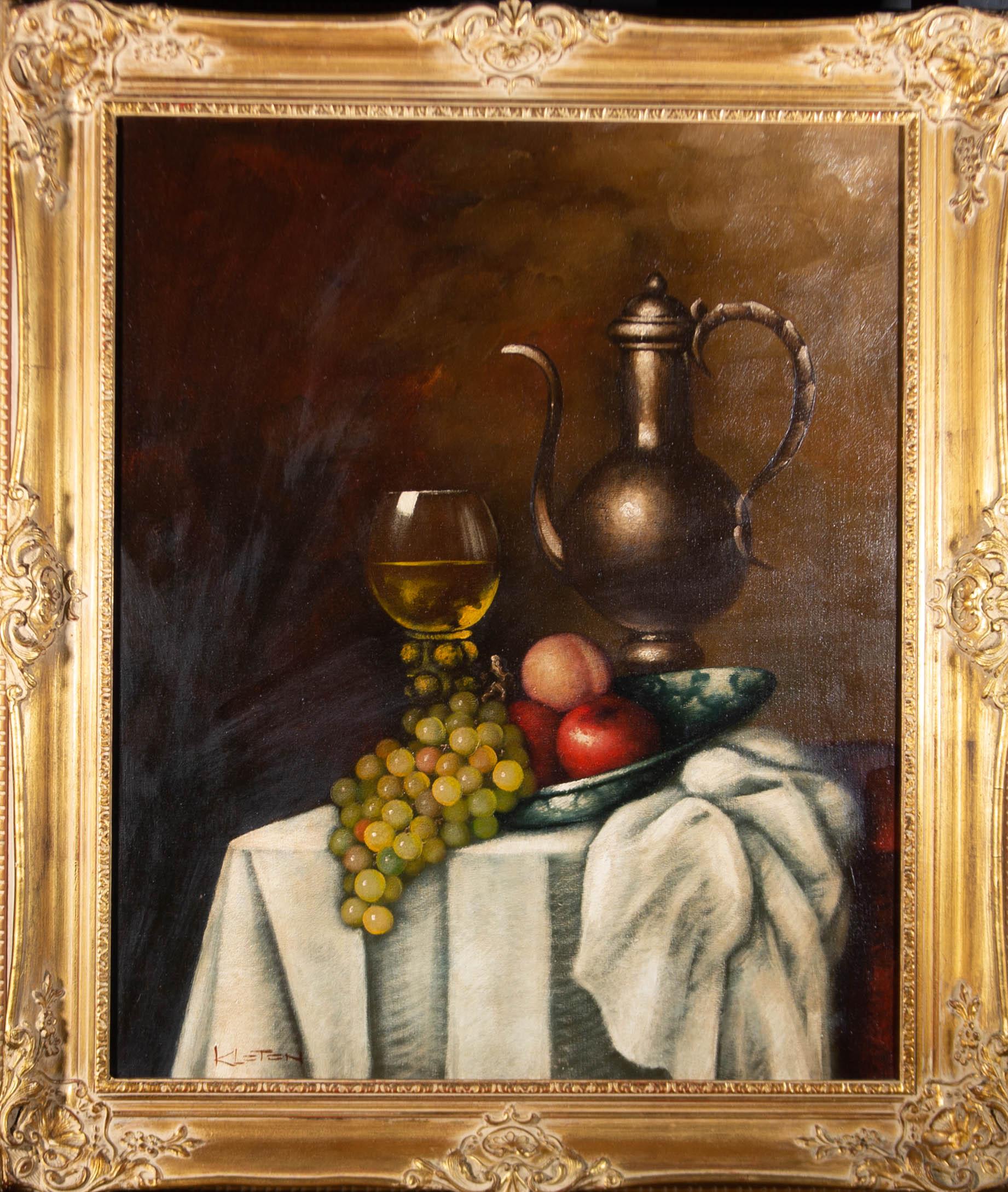 Unknown Still-Life Painting - Peter Kloton (1927-1985) - Signed Mid 20th Century Oil, Drapery Still Life