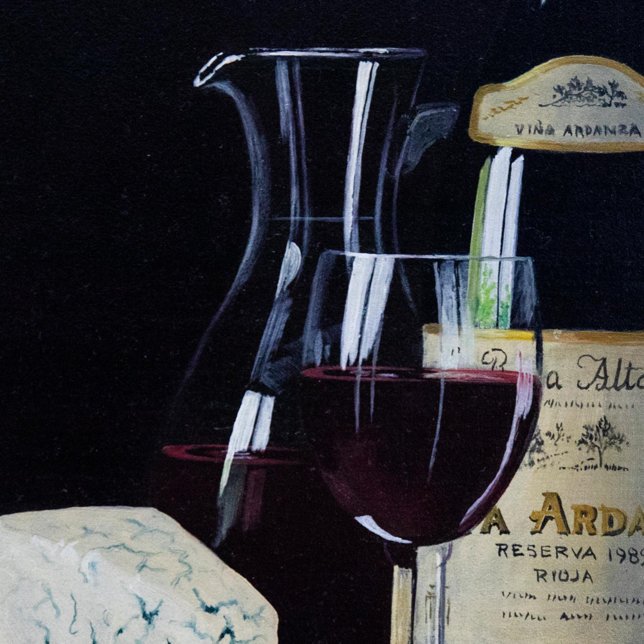 Peter Kotka (b.1951) - Contemporary Oil, Rioja, Wine Jug and Cheese For Sale 1