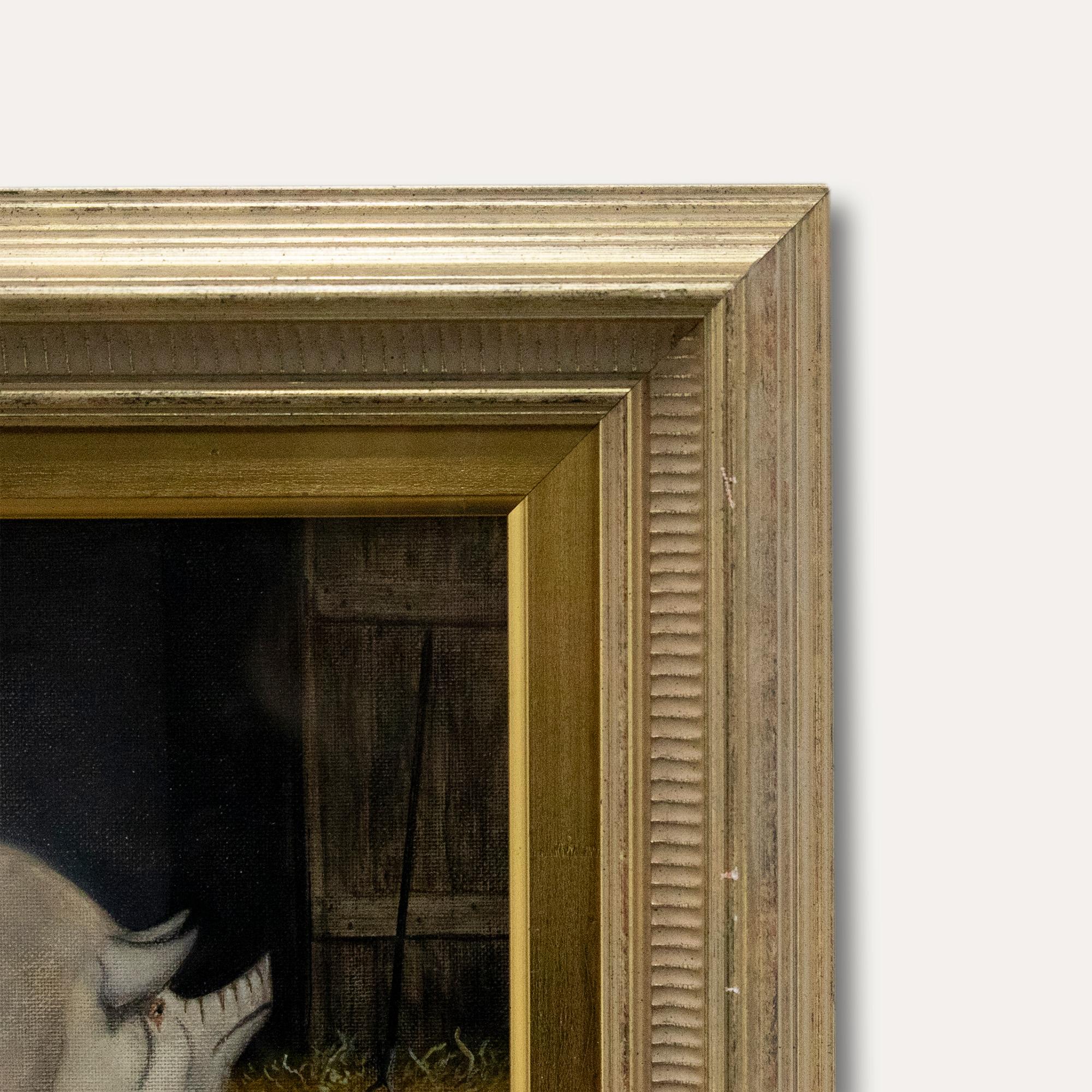 Gerahmtes Ölgemälde des 20. Jahrhunderts von Peter Potashnick, Studie eines großen weißen (Braun), Animal Painting, von Unknown