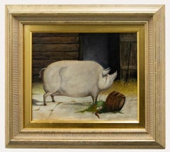 Vintage Peter Potashnick - Framed 20th Century Oil, Study of a Large White