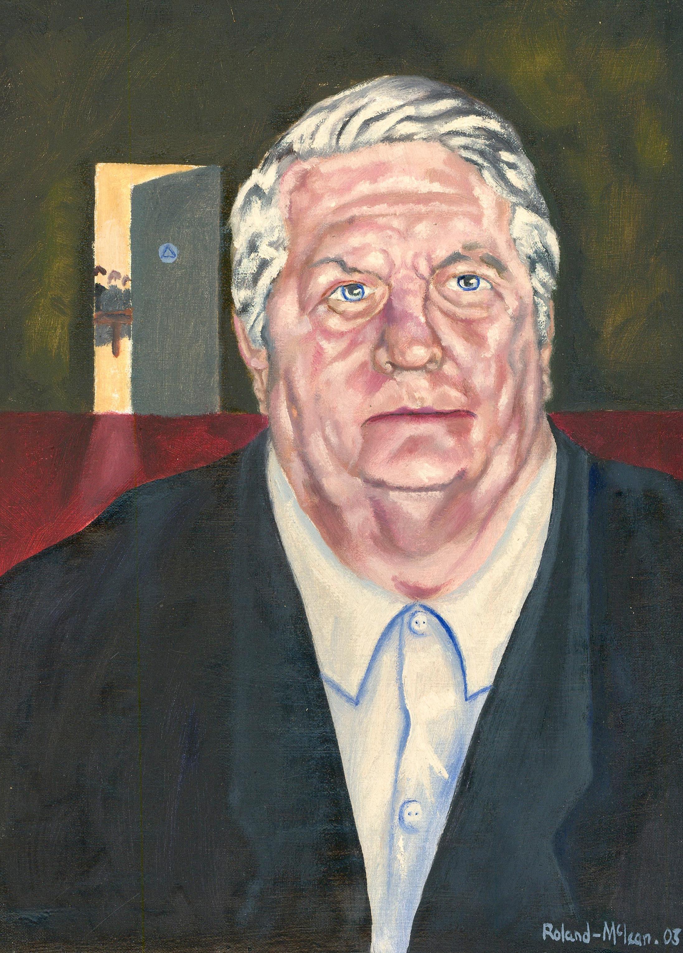 Unknown Portrait Painting - Peter Roland-Mclean - 2008 Oil, Escaping The Boardroom