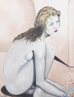 Peter Roland-Mclean - Zeitgenössisches Öl, Kate Moss mit einer Zigarette